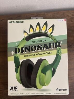 Target Green Dinosaur LED Light Up Wireless Kids Headphones